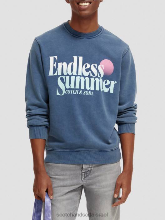 Scotch & Soda גברים סווטשירט גרפי צבוע בגזרה רגילה ימי הַלבָּשָׁה 8RPB539