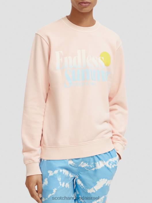 Scotch & Soda גברים סווטשירט גרפי צבוע בגזרה רגילה ורד הַלבָּשָׁה 8RPB541